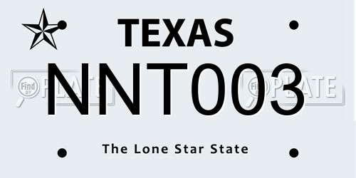 NNT003 Texas License Plate