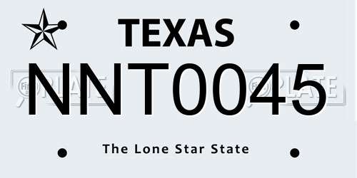 NNT0045 Texas License Plate