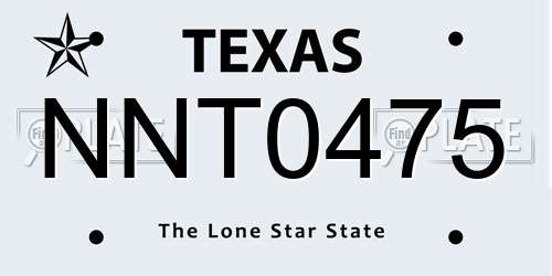 NNT0475 Texas License Plate