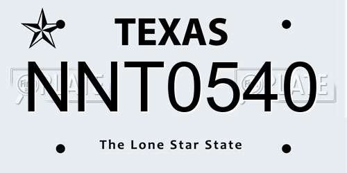 NNT0540 Texas License Plate
