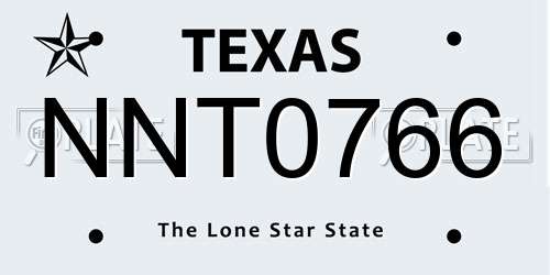NNT0766 Texas License Plate