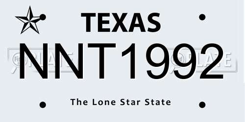 NNT1992 Texas License Plate