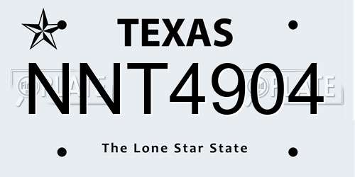 NNT4904 Texas License Plate