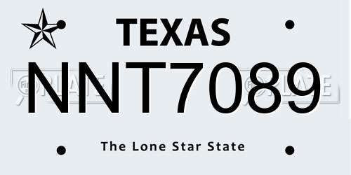 NNT7089 Texas License Plate