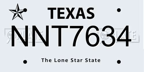 NNT7634 Texas License Plate