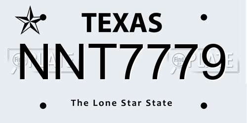 NNT7779 Texas License Plate