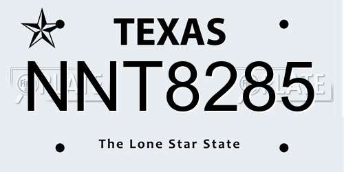NNT8285 Texas License Plate