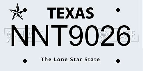NNT9026 Texas License Plate