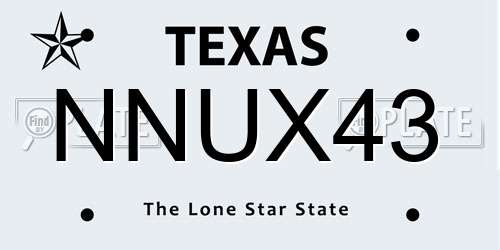 NNUX43 Texas License Plate