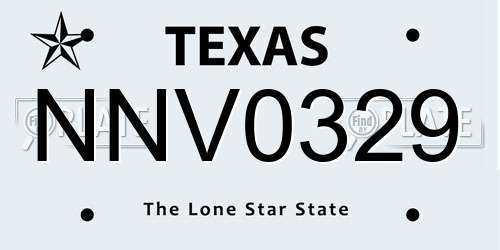NNV0329 Texas License Plate