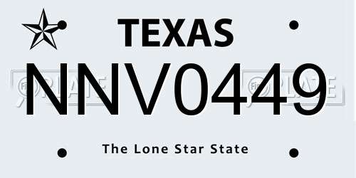 NNV0449 Texas License Plate