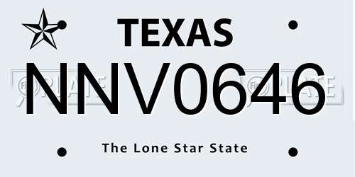 NNV0646 Texas License Plate