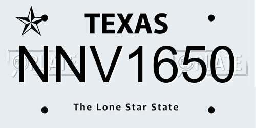 NNV1650 Texas License Plate