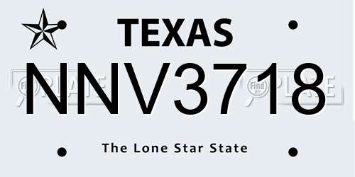 NNV3718 Texas License Plate