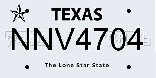 NNV4704 Texas License Plate