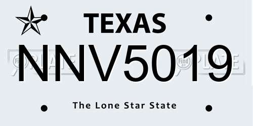 NNV5019 Texas License Plate
