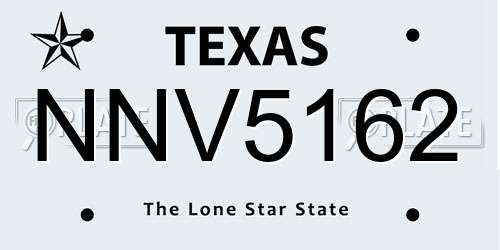 NNV5162 Texas License Plate