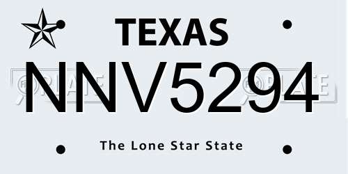 NNV5294 Texas License Plate