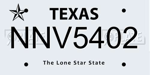 NNV5402 Texas License Plate
