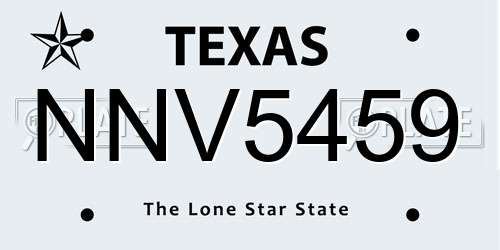 NNV5459 Texas License Plate