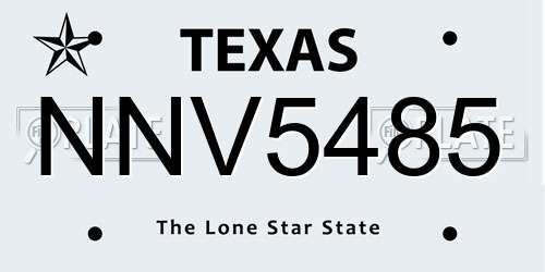 NNV5485 Texas License Plate