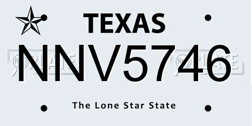 NNV5746 Texas License Plate
