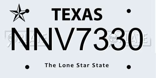 NNV7330 Texas License Plate