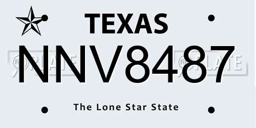 NNV8487 Texas License Plate