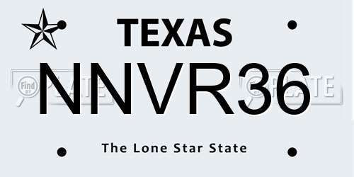 NNVR36 Texas License Plate