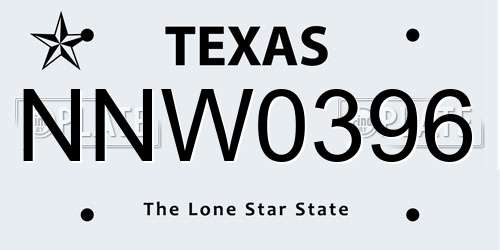 NNW0396 Texas License Plate