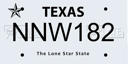 NNW182 Texas License Plate