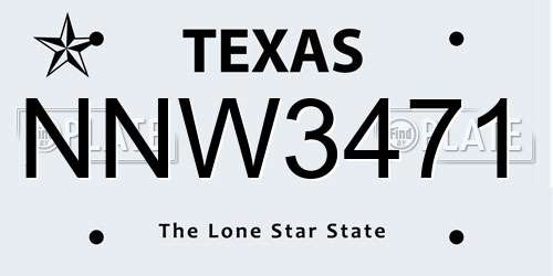 NNW3471 Texas License Plate