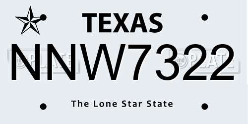 NNW7322 Texas License Plate