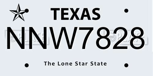 NNW7828 Texas License Plate