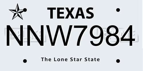 NNW7984 Texas License Plate