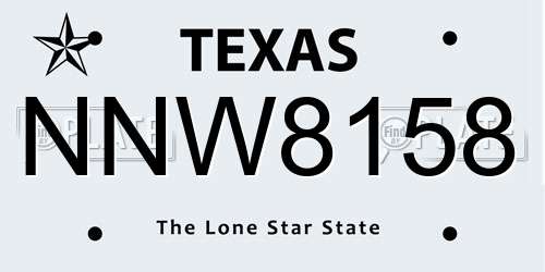 NNW8158 Texas License Plate