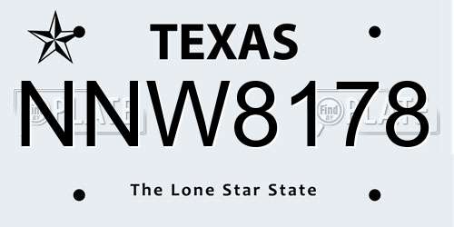 NNW8178 Texas License Plate