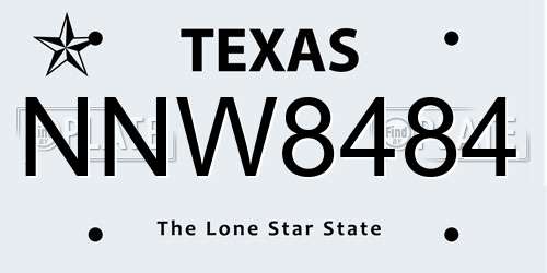 NNW8484 Texas License Plate