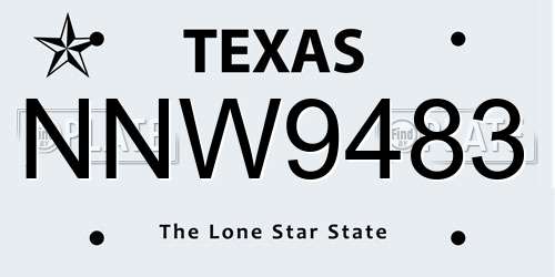 NNW9483 Texas License Plate