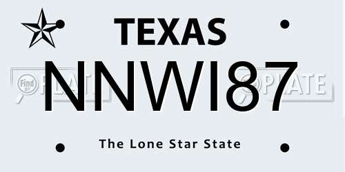 NNWI87 Texas License Plate