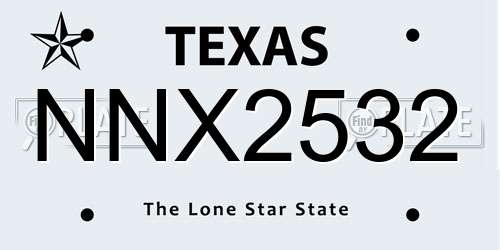 NNX2532 Texas License Plate