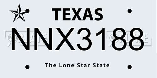 NNX3188 Texas License Plate