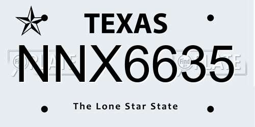 NNX6635 Texas License Plate