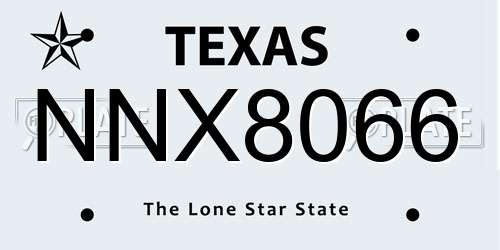 NNX8066 Texas License Plate