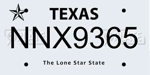 NNX9365 Texas License Plate