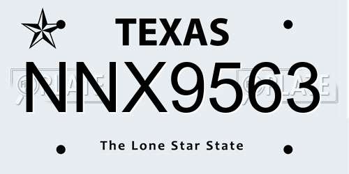 NNX9563 Texas License Plate