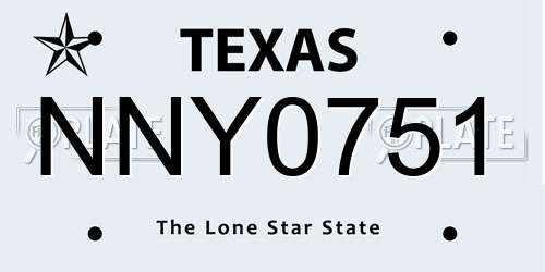NNY0751 Texas License Plate