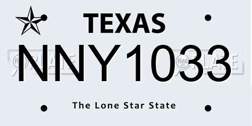 NNY1033 Texas License Plate