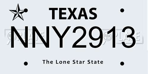 NNY2913 Texas License Plate