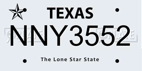 NNY3552 Texas License Plate